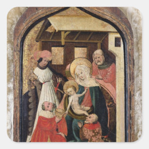 Pegatina Cuadrada La adoración de unos de los reyes magos