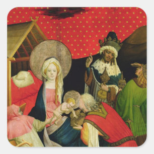 Pegatina Cuadrada La adoración de unos de los reyes magos 2