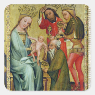 Pegatina Cuadrada La adoración de unos de los reyes magos de