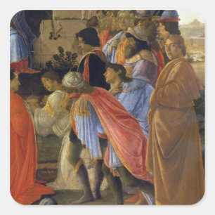 Pegatina Cuadrada La adoración de unos de los reyes magos, detalle