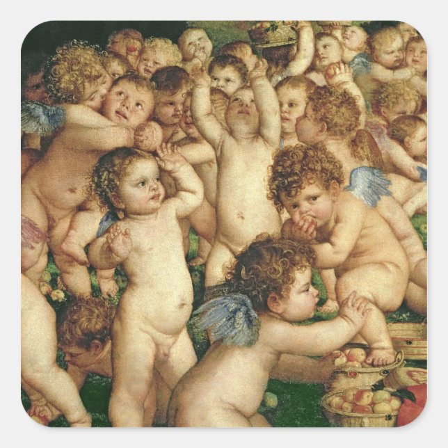 Pegatina Cuadrada La adoración de Venus, 1519 (Anverso)