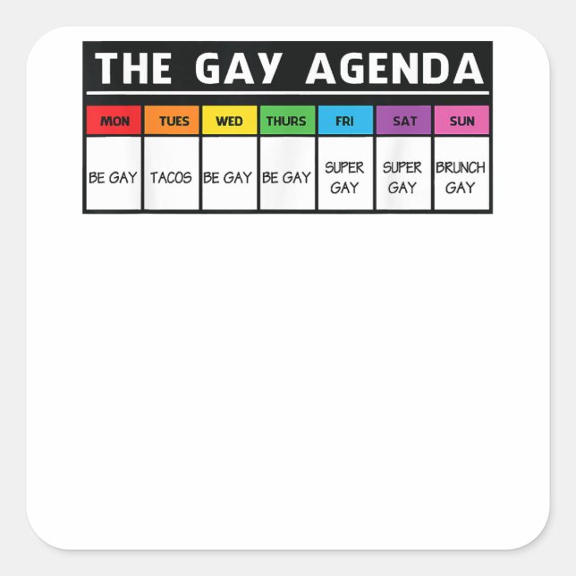 Pegatina Cuadrada La agenda gay - Orgullo LGBT (Anverso)