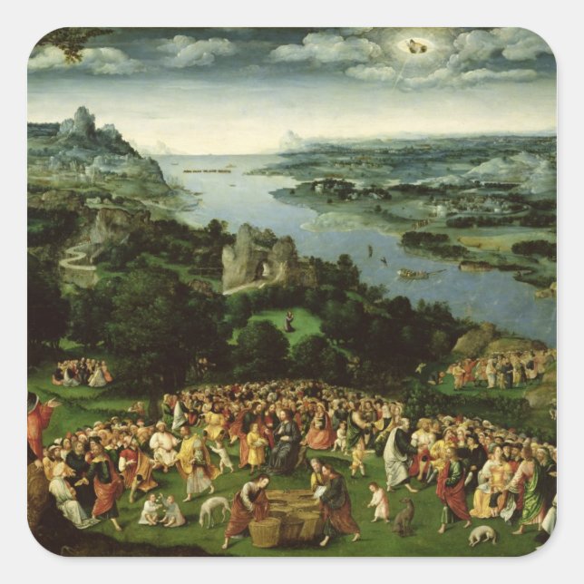 Pegatina Cuadrada La alimentación de los cinco mil (Anverso)