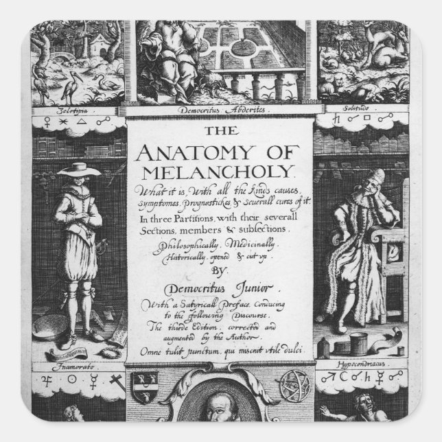 Pegatina Cuadrada La anatomía de la melancolía (Anverso)