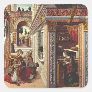 Pegatina Cuadrada La Anunciación Carlo Crivelli Arte del Renacimient