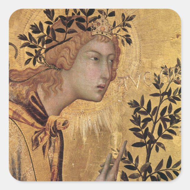 Pegatina Cuadrada La Anunciación con Santa Margarita (Anverso)