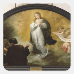 Pegatina Cuadrada La aparición de la Virgen, 1665