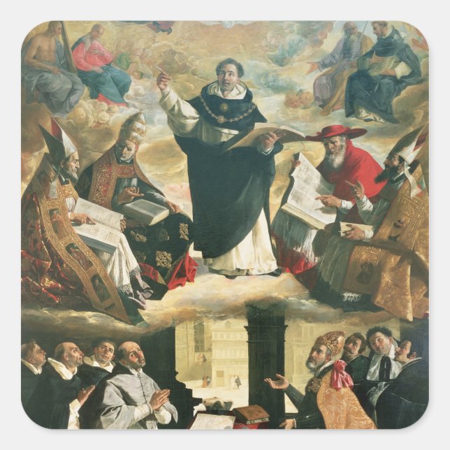 Pegatina Cuadrada La apoteosis de Santo Tomás de Aquinas, 1631 (Anverso)
