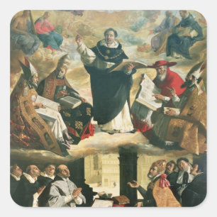 Pegatina Cuadrada La apoteosis de St Thomas Aquinas, 1631