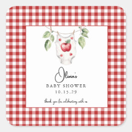 Pegatina Cuadrada La Apple de nuestro Eye Baby Shower Gracias