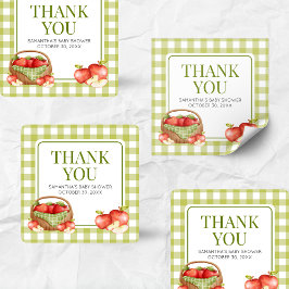 Pegatina Cuadrada La Apple de nuestro ojo Baby Shower