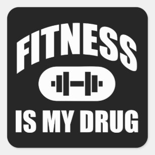 Pegatina Cuadrada La aptitud es mi droga - Motivación del entrenamie
