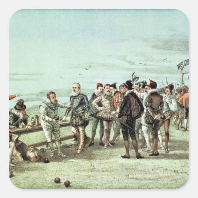 Pegatina Cuadrada La Armada de 1888 a la vista (Anverso)