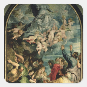 Pegatina Cuadrada La asunción del retablo vírgen, 1611/14