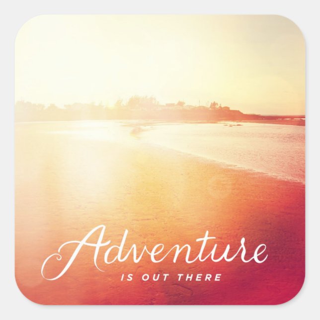 Pegatina Cuadrada La aventura está ahí fuera (Anverso)