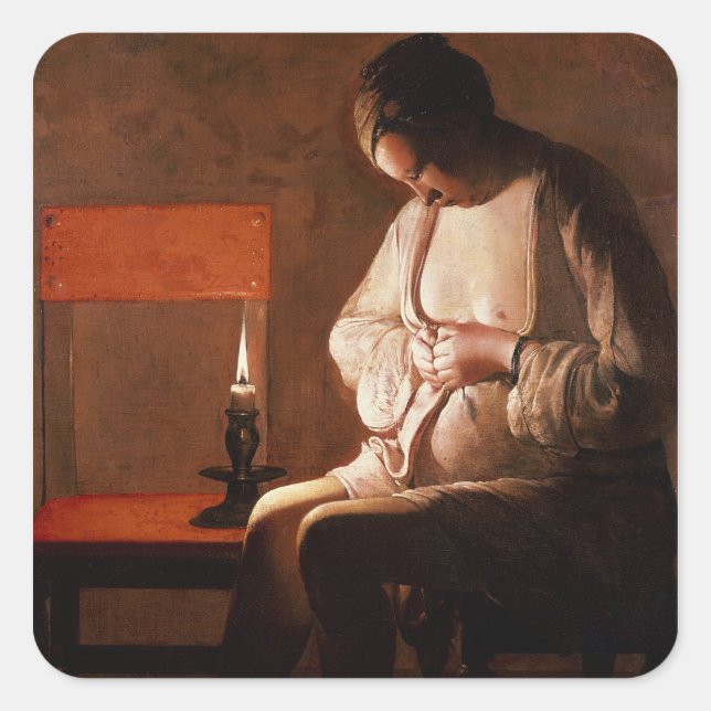 Pegatina Cuadrada La azafata (Anverso)