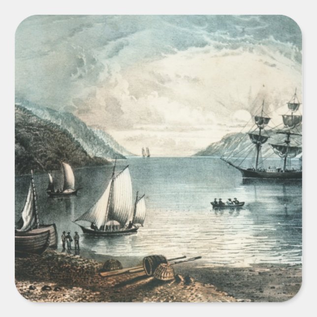 Pegatina Cuadrada La bahía de Annapolis, c.1880 (Anverso)