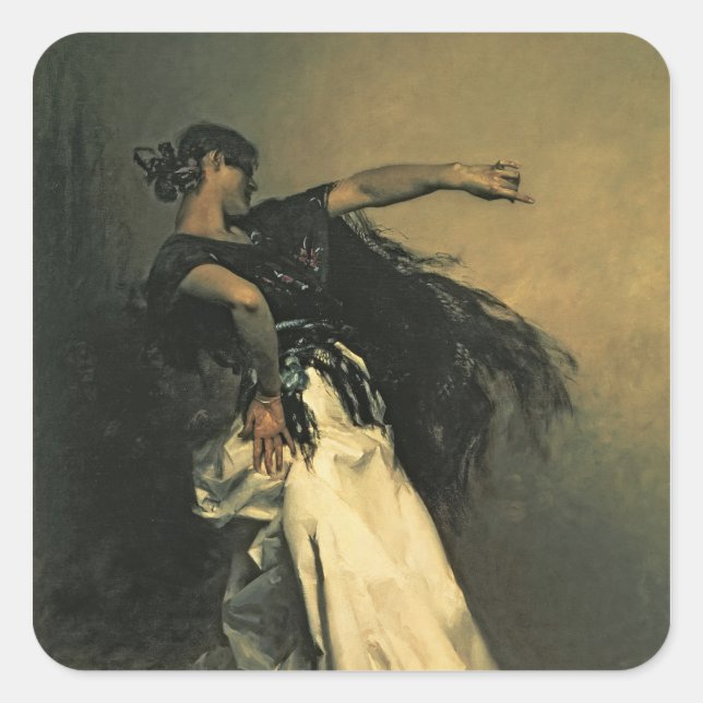 Pegatina Cuadrada La bailarina española, estudio para 'El Jaleo', 18 (Anverso)