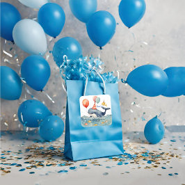 Pegatina Cuadrada La ballena hace a los niños de sexo femenino cumpl