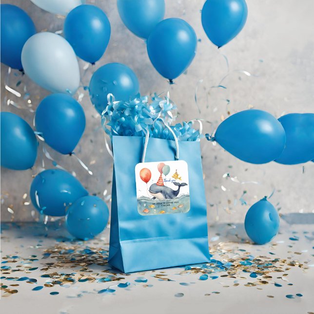 Pegatina Cuadrada La ballena hace a los niños de sexo femenino cumpl (Subido por el creador)