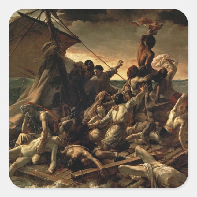 Pegatina Cuadrada La balsa de la Medusa - Théodore Géricault (Anverso)