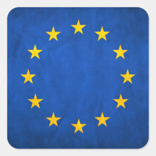 Pegatina Cuadrada La bandera de la unión europea, UE señala por