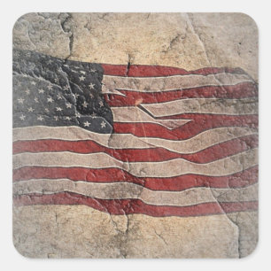 Pegatina Cuadrada La bandera patriótica vintage de Estados Unidos en