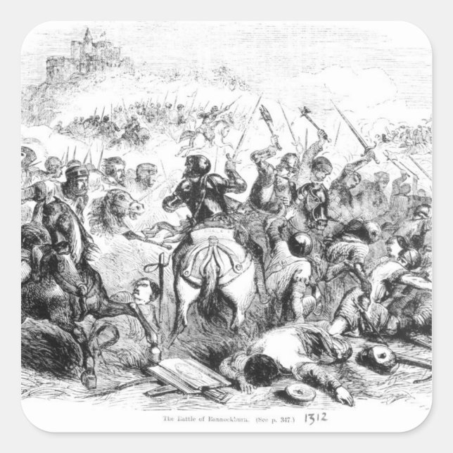 Pegatina Cuadrada La batalla de Bannockburn en 1314 (Anverso)