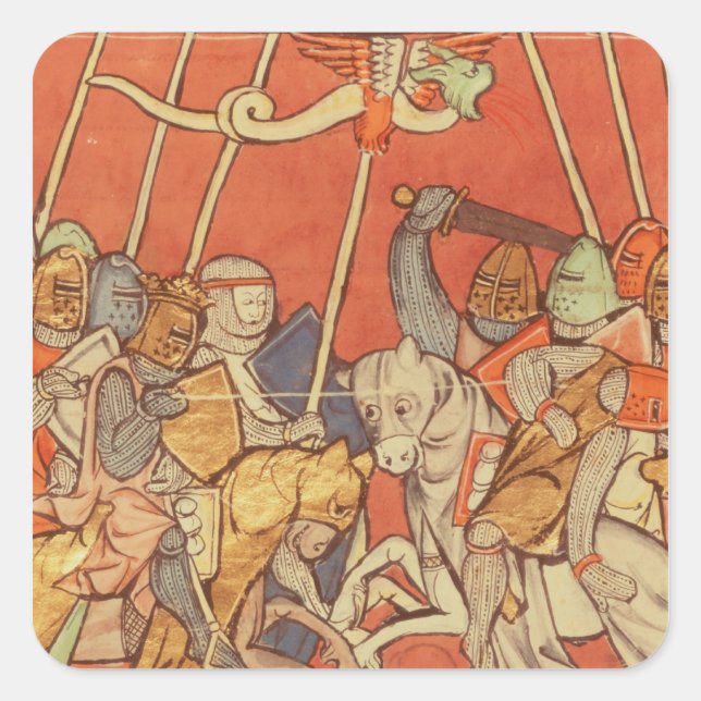 Pegatina Cuadrada La batalla de Bedigran (Anverso)