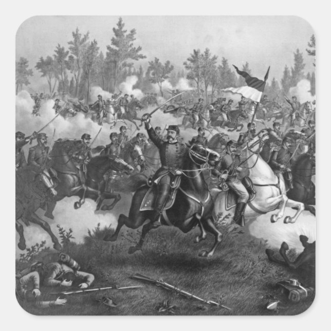 Pegatina Cuadrada La batalla de Cedar Creek (Anverso)
