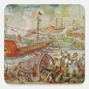 Pegatina Cuadrada La batalla de Lepanto, 15 de octubre de 1600