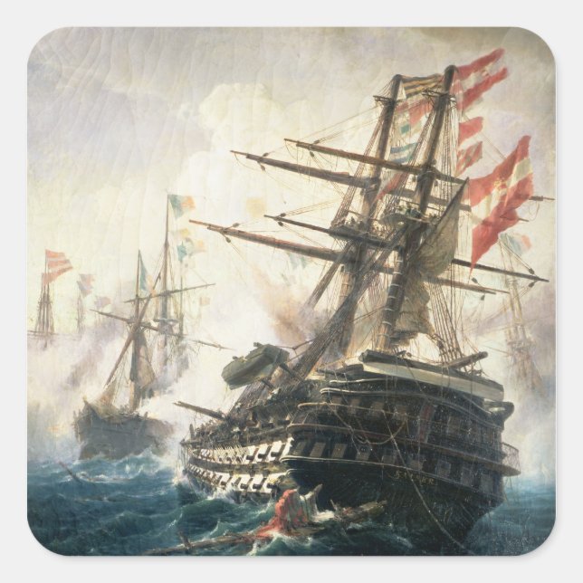 Pegatina Cuadrada La batalla de Lissa (Anverso)