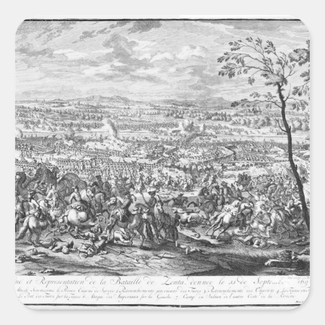 Pegatina Cuadrada La batalla de Zenta, 1697 (Anverso)