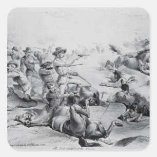 Pegatina Cuadrada La batalla pasada de general Custer
