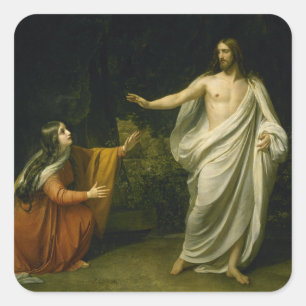 Pegatina Cuadrada La biblia de apariencia de Jesucristo Magdalene Re