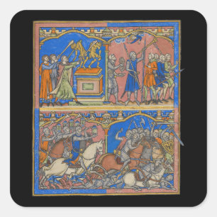 Pegatina Cuadrada La Biblia Valiente de Gideon de 300 cruzados