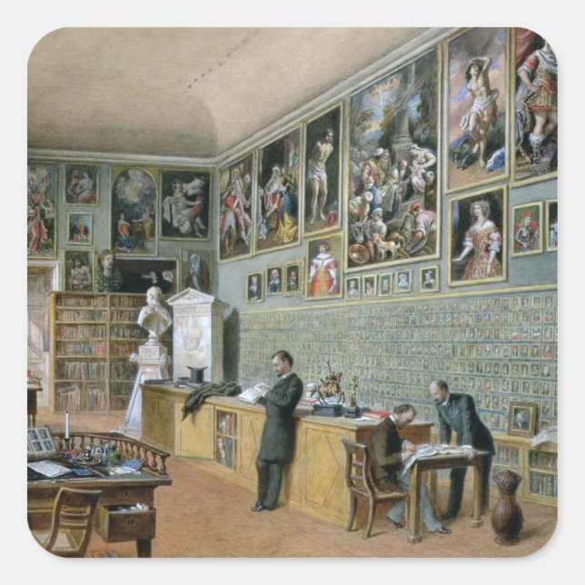 Pegatina Cuadrada La biblioteca (Anverso)