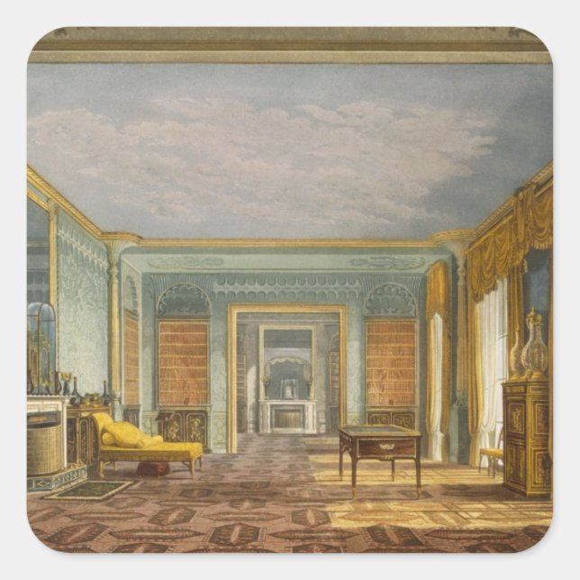 Pegatina Cuadrada La biblioteca del Rey desde las vistas del Royal P (Anverso)