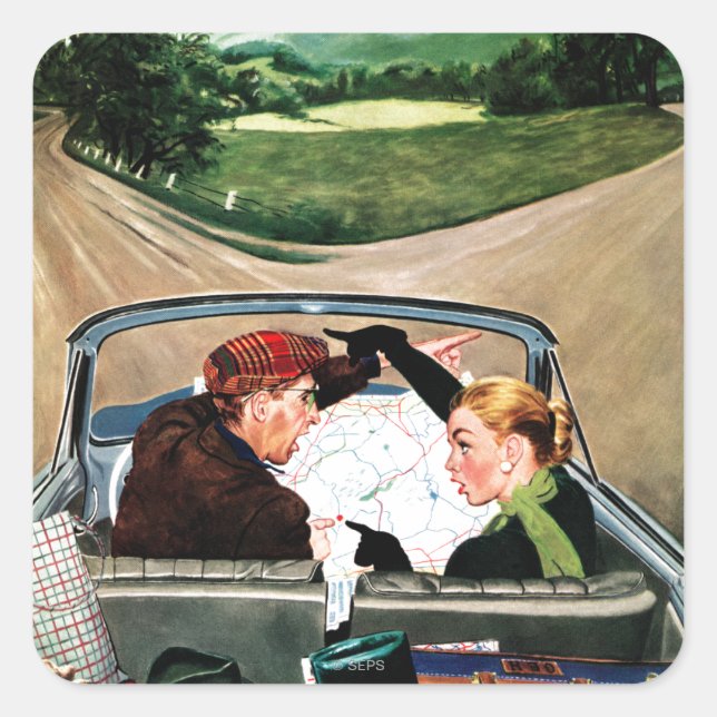 Pegatina Cuadrada La bifurcación en la carretera (Anverso)