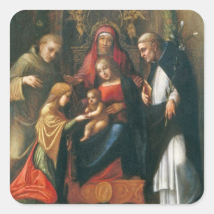 Pegatina Cuadrada La boda mística del santo Catherine