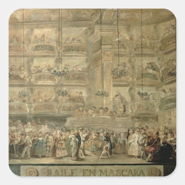 Pegatina Cuadrada La bola enmascarada, c.1767 (Anverso)