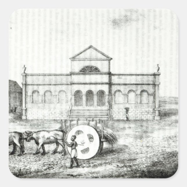 Pegatina Cuadrada La Bolsa de Río, un trapiche público (Anverso)