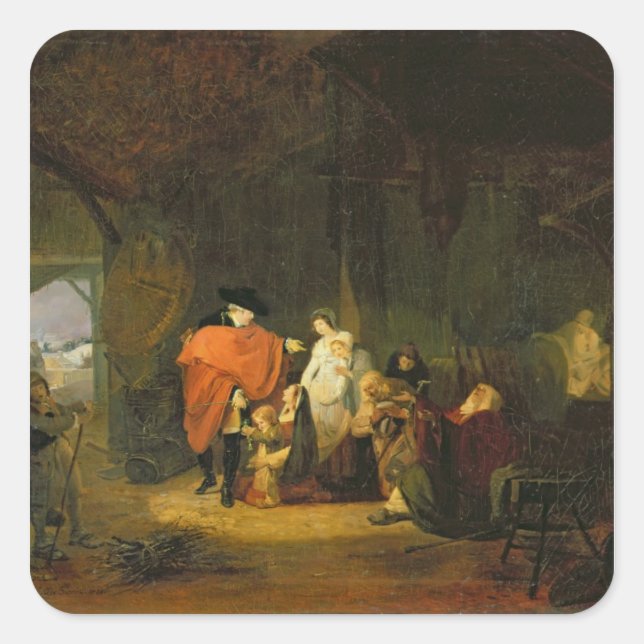 Pegatina Cuadrada La bondad de Luis XVI (Anverso)