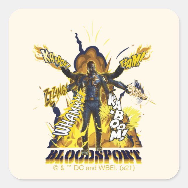 Pegatina Cuadrada La brigada suicida | Gráfico de acción en materia  (Anverso)