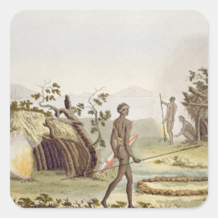 Pegatina Cuadrada La cabina nativa, nueva Holanda, platea 64 de 'Le