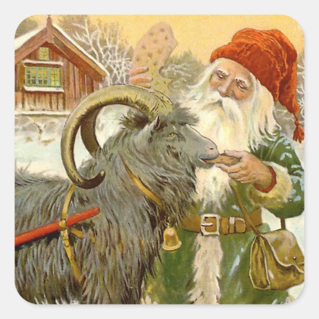 Pegatina Cuadrada "La cabra conmocionada" por Jenny Nystrom (Anverso)