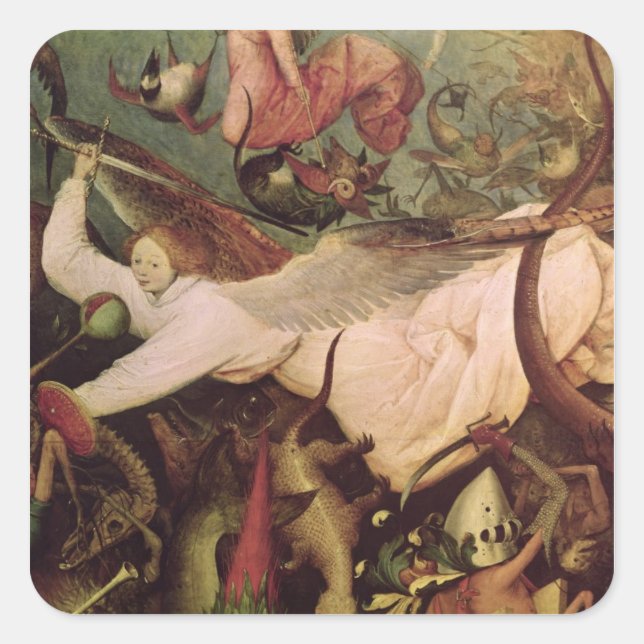 Pegatina Cuadrada La caída de los ángeles rebeldes (Anverso)