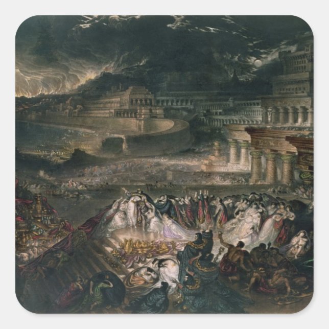 Pegatina Cuadrada La caída de Nínive (Anverso)