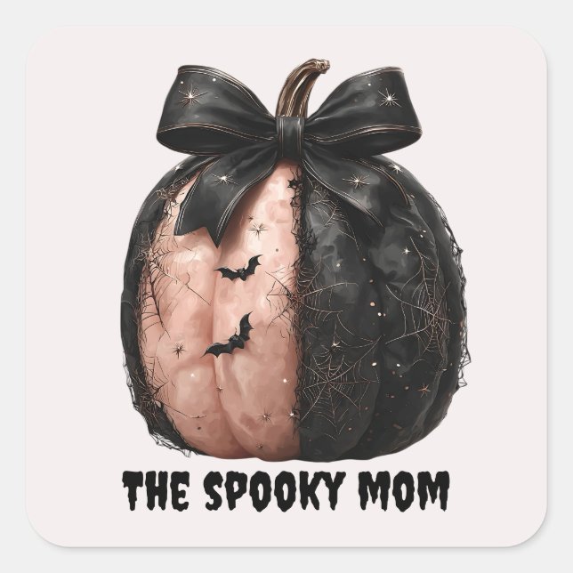 Pegatina Cuadrada La Calabaza De Halloween De La Madre Famosa (Anverso)