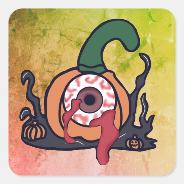 Pegatina Cuadrada La Calabaza De Tiro Sangriento (Anverso)